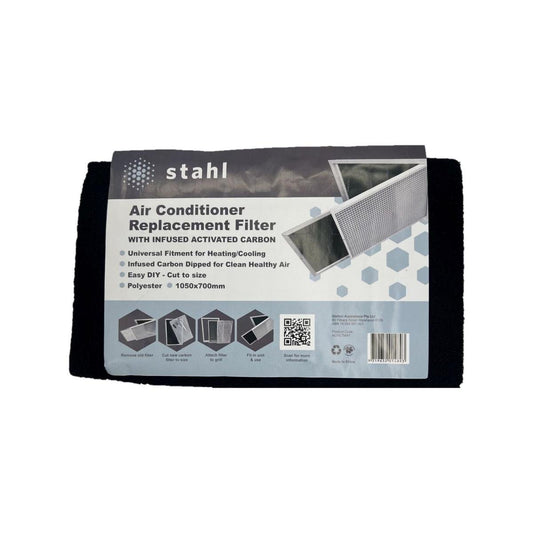 Stahl Carbon Infused Ducted Air Conditioner Filter Mat - 1050mm x 700mm - Black - Odour Absorption, Allergen Reduction - Auzzistore