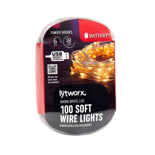 Lytworx Warm White Battery Operated Soft Wire Lights 100 Pack - 9.9m - Flexible Design - Indoor/Outdoor Use - Auzzistore