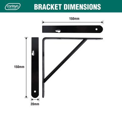 Carinya Black Heavy Duty Studio Stayed Bracket 150mm Steel 125kg