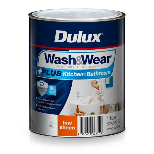 Dulux Interior Paint - 1L - Wash&Wear - Low Sheen - Vivid White - Auzzistore