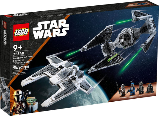 LEGO 75348 Mandalorian Fang Fighter vs. TIE Interceptor – Star Wars Battle Set - Auzzistore