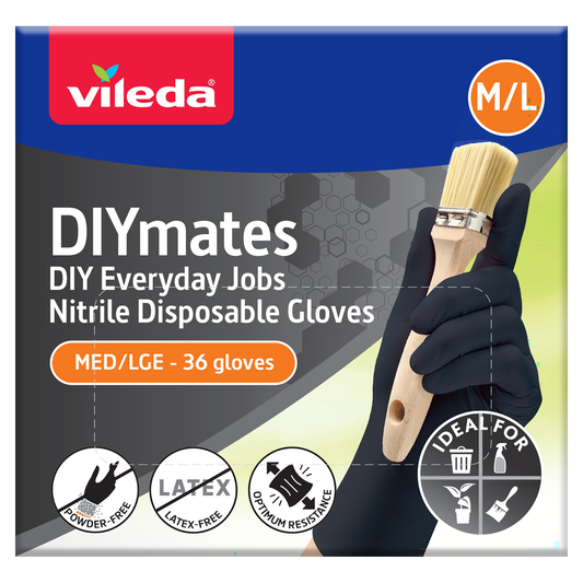 Vileda Ansell Workmates Nitrile Disposable Gloves 36pk M/L - Latex-Free - Powder-Free - Puncture Resistant