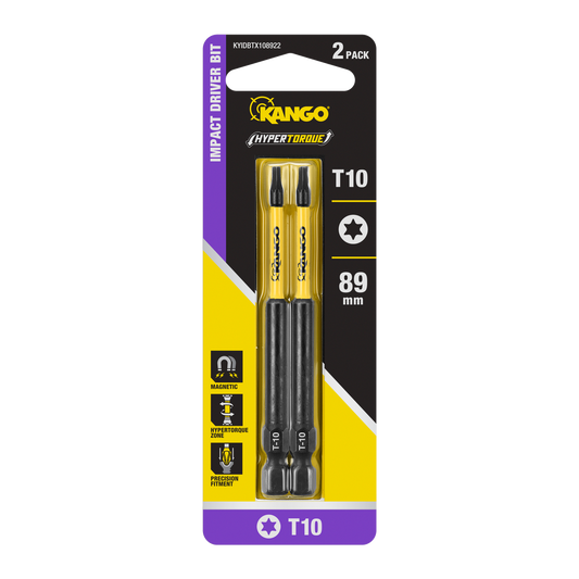 Kango 89mm TX10 HYPERTORQUE Impact Driver Bits 2 Pack - High Torque - Magnetic Tips - Auzzistore