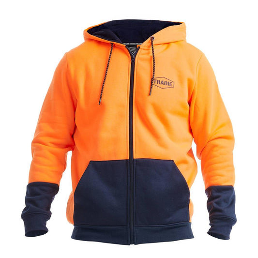 Tradie Hi Vis Orange Hoodie 2XL - Soft Fabric - Large Pockets - Safety