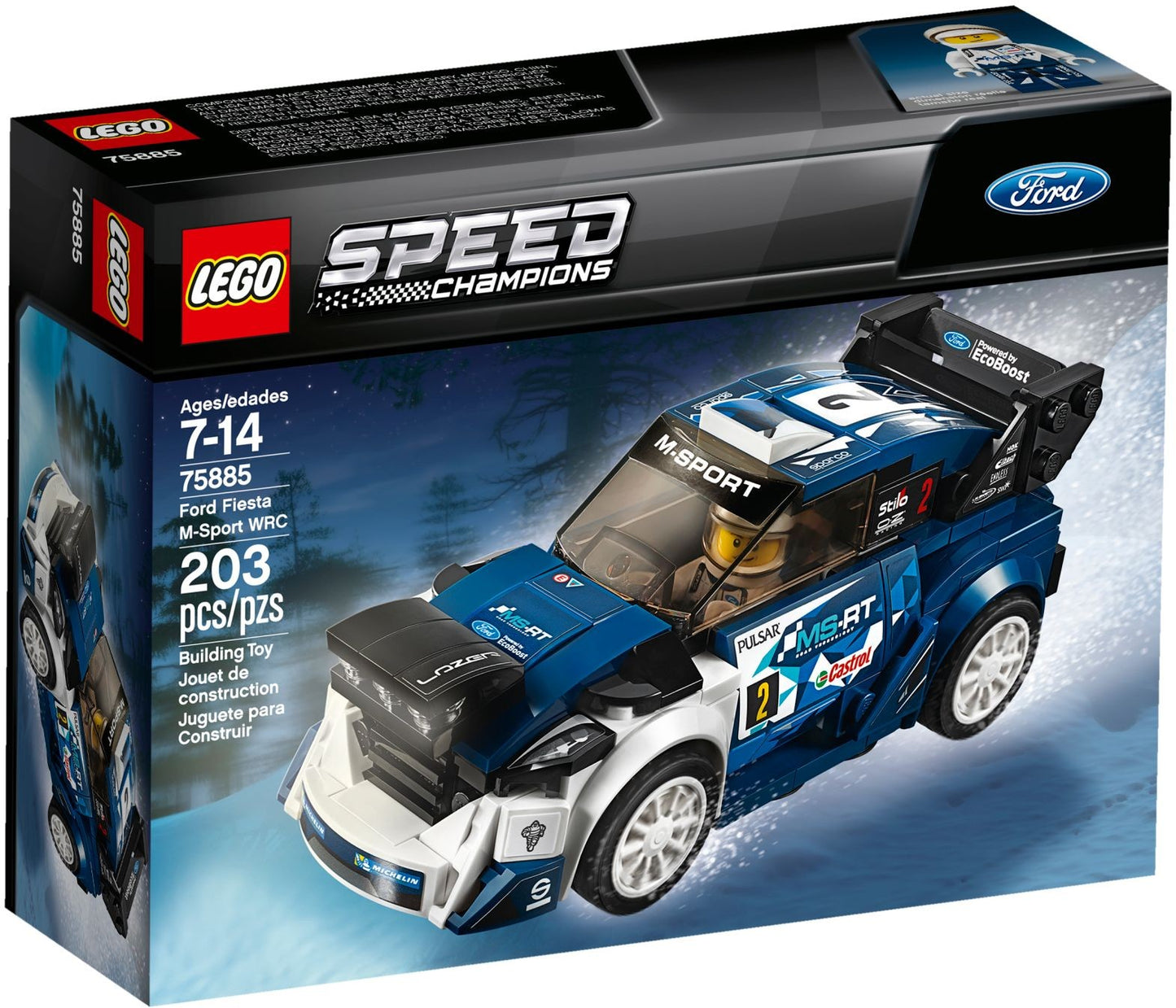 LEGO 75885 Ford Fiesta M-Sport WRC Rally Car Model Kit