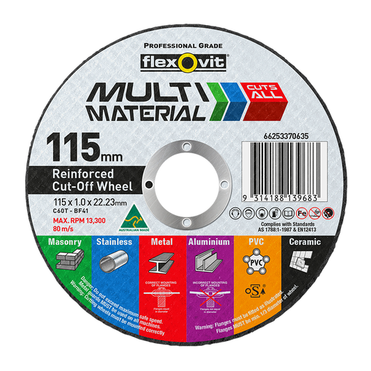 Flexovit Cut Off Wheel - 115mm x 1mm - Silicone Carbide - Versatile - Auzzistore