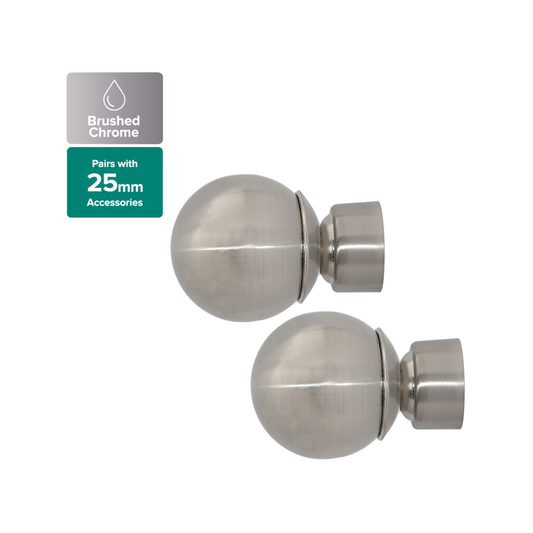 Pillar Ball Finial - 58mm - Metal - Brushed Chrome - 2 Pack – view 2 - Auzzistore