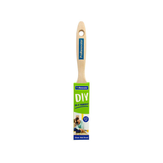 Pro Renovator 25mm Wall Paint Brush Raw Timber Handle Smooth Finish - Auzzistore