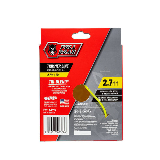 Full Boar Trimmer Line - 2.7mm x 15m - Twisted Profile - High Abrasion Resistance – view 2 - Auzzistore