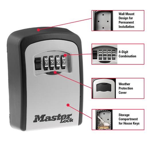 Master Lock Wall Mounted Key Safe - 83mm Steel - Weather Resistant – view 2