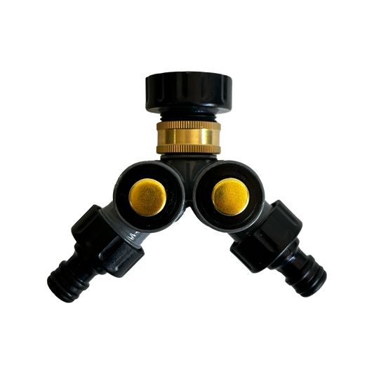 Bluhen 2 Way Outlet Tap Adaptor - 25mm - Heavy-Duty Brass - Adjustable - Auzzistore