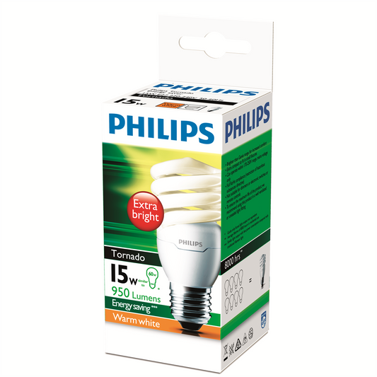 Philips Spiral CFL Globe 15W 950lm 2700K Warm White E27 57mm x 149mm - Auzzistore