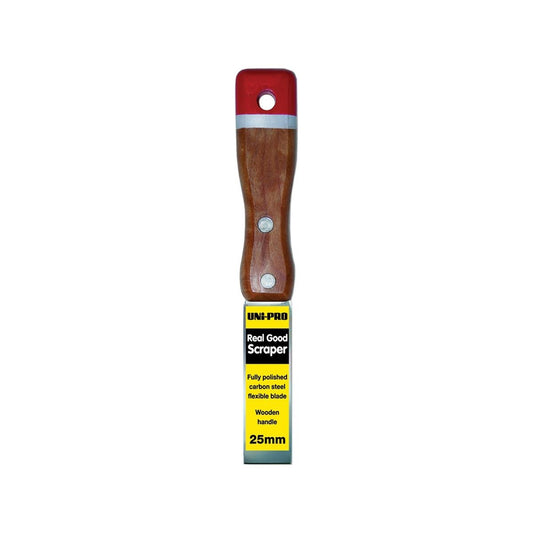 Uni Pro Paint Scraper 25mm Carbon Steel Wooden Handle Flexible Blade