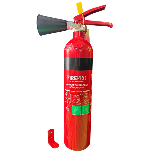 Firepro 2kg CO2 Fire Extinguisher - 110mm x 530mm - Flammable & Electrical Fire Protection - Auzzistore