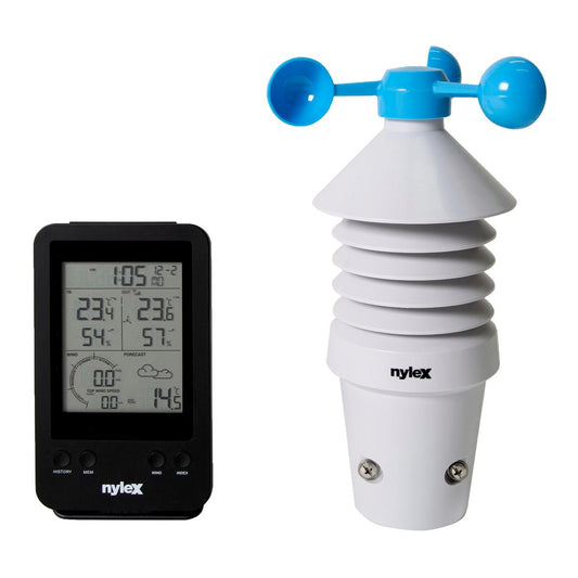 Nylex Digital Weather Station Plus - Indoor Outdoor Monitor - 140mm x 135mm x 260mm