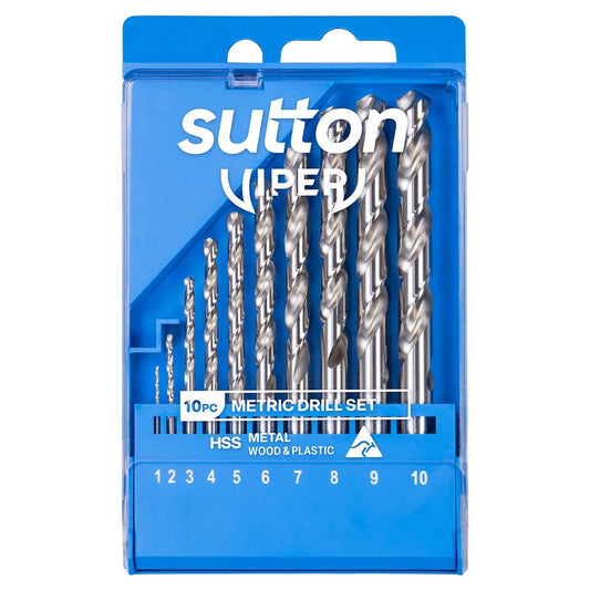 Sutton Tools Viper Metric Drill Bit Set - 10 Piece - 1.0-10.0mm - Fast Drilling - Auzzistore