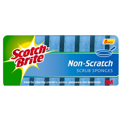 Scotch Brite Non Scratch Scrub Sponges - 8 Pack - Nylon - Heavy Duty Cleaning