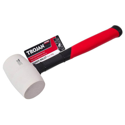 Trojan 16oz 450g Fibreglass Rubber Mallet - White - Durable Tool – view 2 - Auzzistore