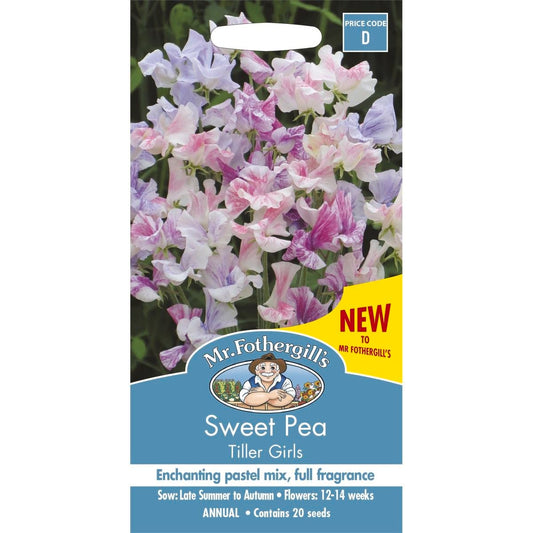 Mr Fothergill Sweet Pea Tiller Girls Seeds 75mm Fragrant Floral - Auzzistore