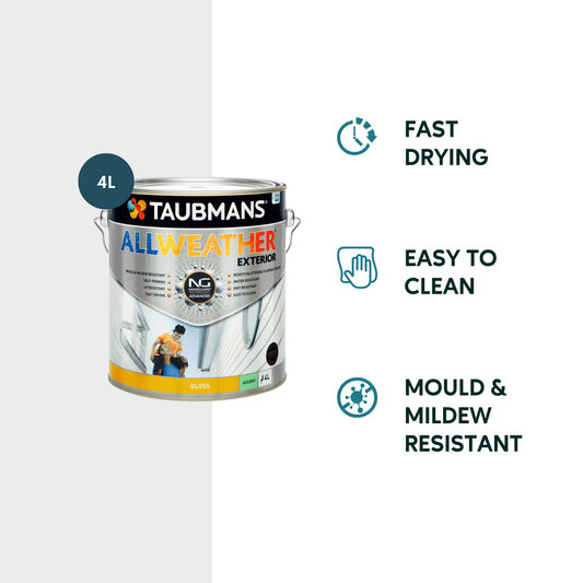 Taubmans 4L Accent Gloss All Weather Exterior Paint - Water Based - White - Mould Resistant – view 2 - Auzzistore