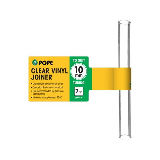 Pope Clear Vinyl Tubing Joiner - 10mm x 7cm - Lightweight - Flexible - Clear - Auzzistore