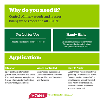 Yates Weed Killer - 1L - Liquid - Non-Selective, Fast Action