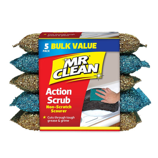 Mr Clean Action Scrubs 5 Pack - Nonscratch Scourer Pads - Gentle Clean
