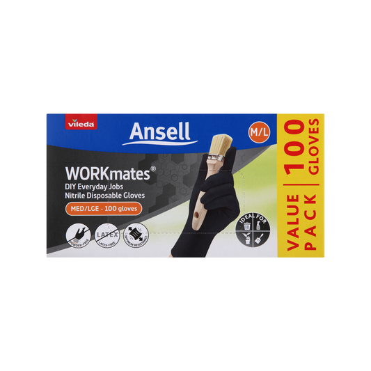 Vileda Ansell Nitrile Disposable Gloves 100pk Medium Large - Puncture Resistant – view 2