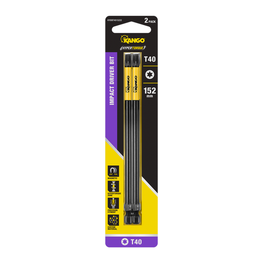 Kango 152mm TX40 HYPERTORQUE Impact Driver Bits 2 Pack - High Torque - Magnetic Tips - Auzzistore