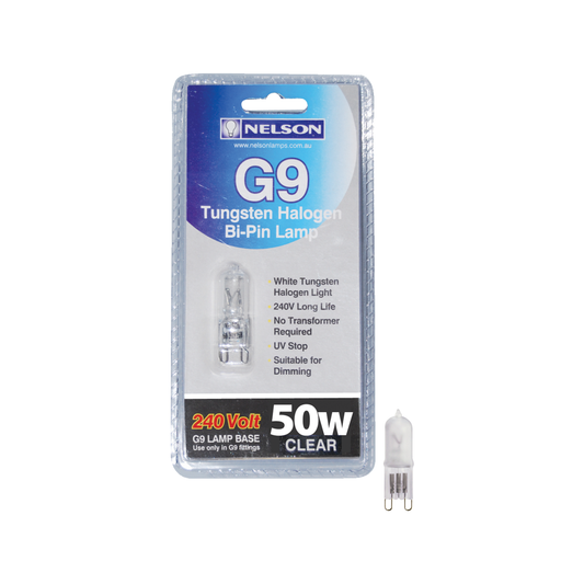 Nelson G9 Tungsten Halogen - 50W - Glass - Dimmable - Auzzistore