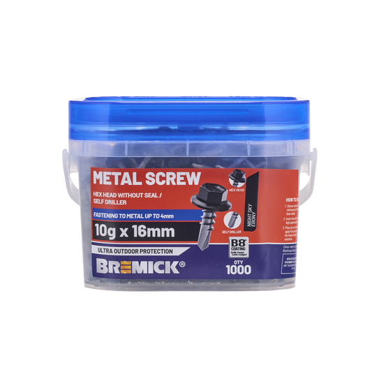 Bremick Metal Hex Screw 10g x 16mm - 1000 Pack - Carbon Steel - Corrosion Resistant – view 2 - Auzzistore