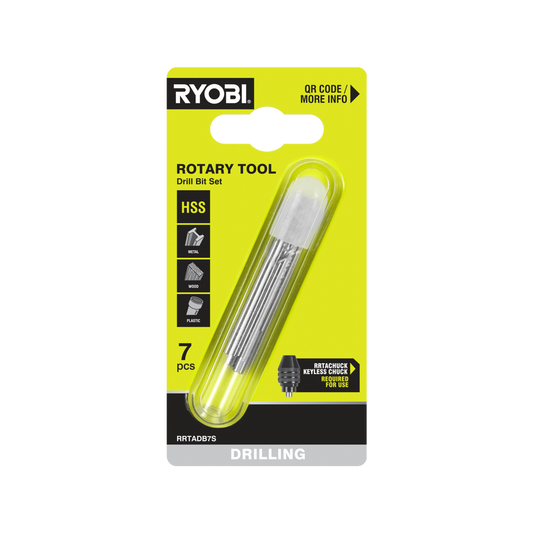 Ryobi Rotary Tool Drill Bit Set - 7 Pieces - M2 High-Speed Steel - 0.8mm to 3.2mm - Auzzistore