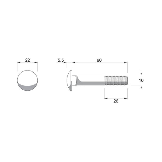 Zenith M10 x 60mm Hot Dip Galvanised Cup Head Bolts Nuts Each – view 2 - Auzzistore