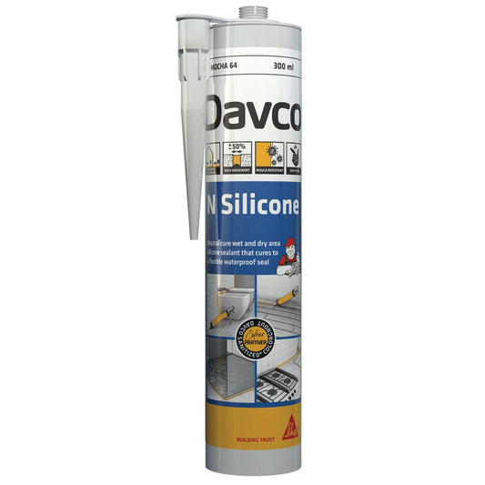 Davco 300ml Mocha No64 Neutral Cure N Silicone - Waterproof Sealant - Mould Resistant