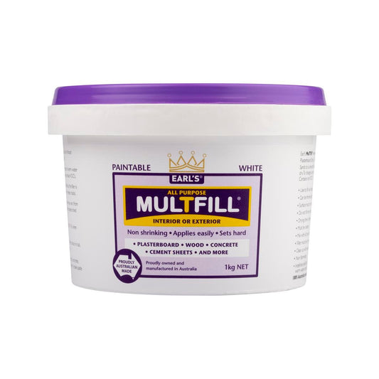 Earl S White Multfill Ready to Use Filler 1kg - 120mm x 83mm x 120mm - Easy Sanding - Auzzistore