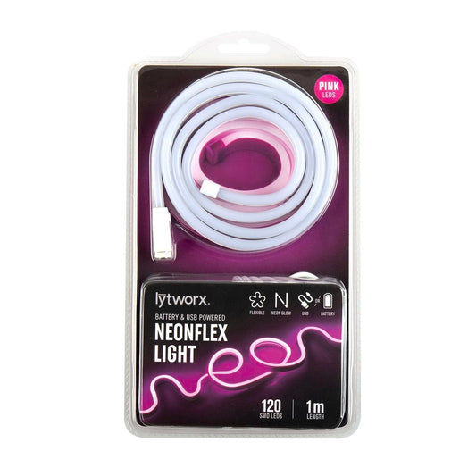 Lytworx Neonflex Light - 1m - Pink - Battery Operated or USB Powered - Auzzistore