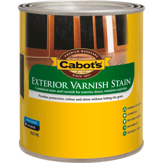 Cabot Teak Exterior Varnish Stain - 500ml - Water Based - Mould Resistant - Auzzistore