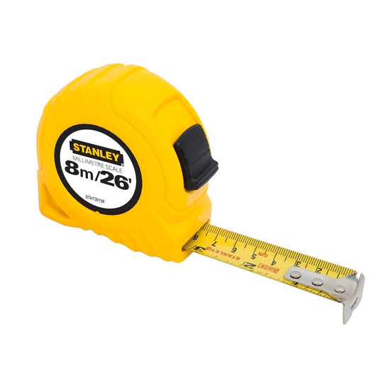 Stanley Tape Measure 8m 26ft ABS Plastic Durable Non-Slip Grip - Auzzistore