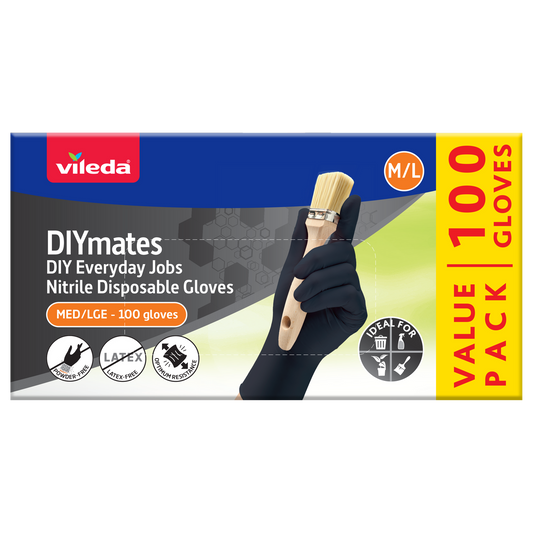 Vileda Ansell Nitrile Disposable Gloves 100pk Medium Large - Puncture Resistant