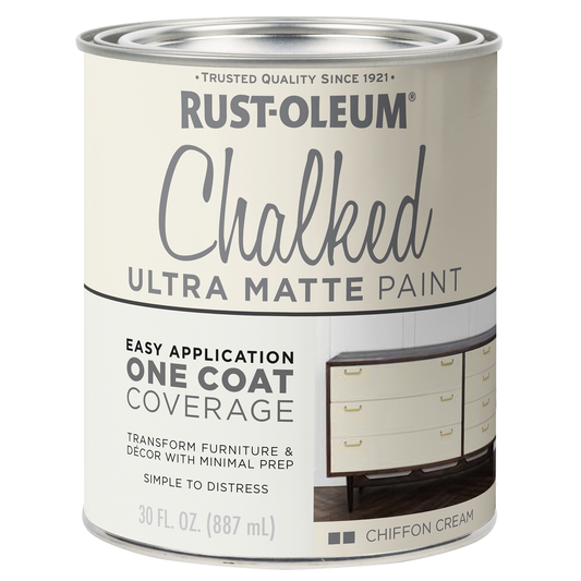 Rust Oleum Chalked Paint - 887ml - Chiffon Cream - Ultra Matt Finish - Indoor Use - Auzzistore