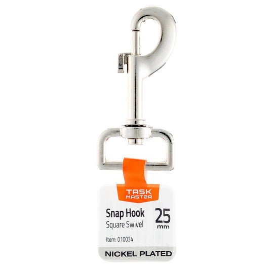 Taskmaster 25mm Nickel Plated Square Swivel Snap Hook - Durable - Versatile - Auzzistore