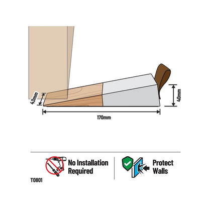Adoored White Band Leather Strap Timber Door Wedge - 43mm - Durable
