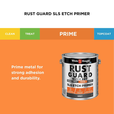 White Knight Rust Guard Etch Primer Paint - 4L - Quick Dry - Grey - Rust Protection