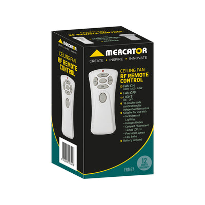 Mercator Grey Ceiling Fan Remote Control - 61mm Acrylic - Easy Use