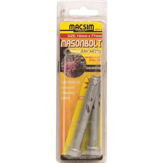 Macsim Fasteners 10 x 77mm Galvanised Sleeve Anchor 2 Pack - Auzzistore