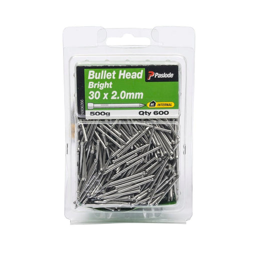 Paslode Bullet Head Nails 30mm Bright Steel 500g 600 Pack - Auzzistore