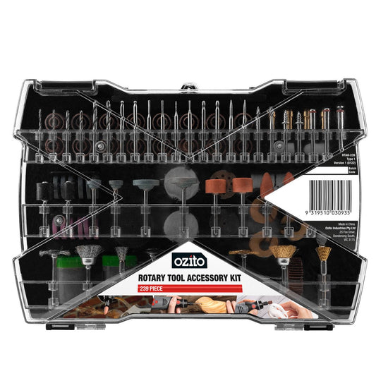Ozito 239 Piece Rotary Tool Accessory Kit - 1/8” Shank - Versatile Tools - Auzzistore