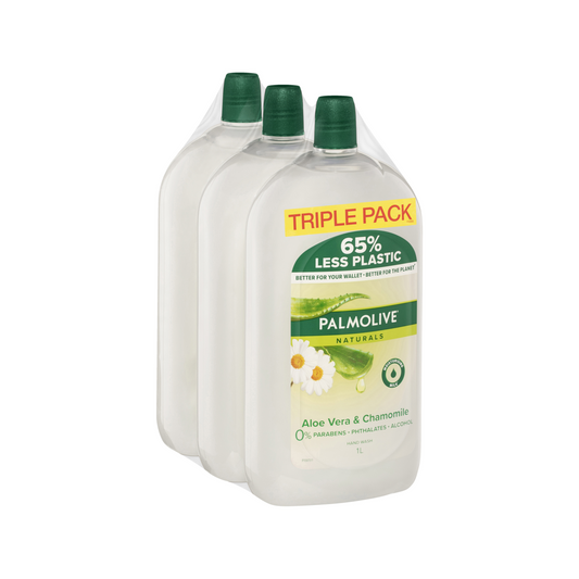 Palmolive Aloe Vera Chamomile Hand Wash 1L 3-Pack - pH Balanced, Moisturising