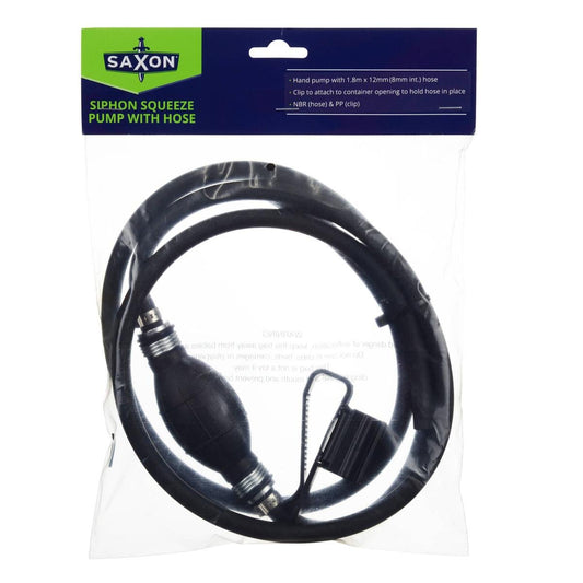 Saxon Siphon Squeeze Pump - 12mm x 1.8m - Hand-Operated Liquid Transfer