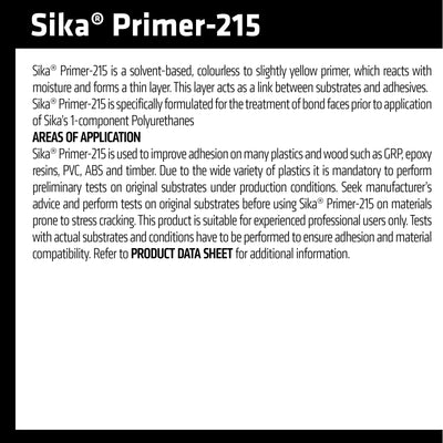 Sika Primer-215 Clear Adhesion Primer 250ml Solvent-Based Improved Bond